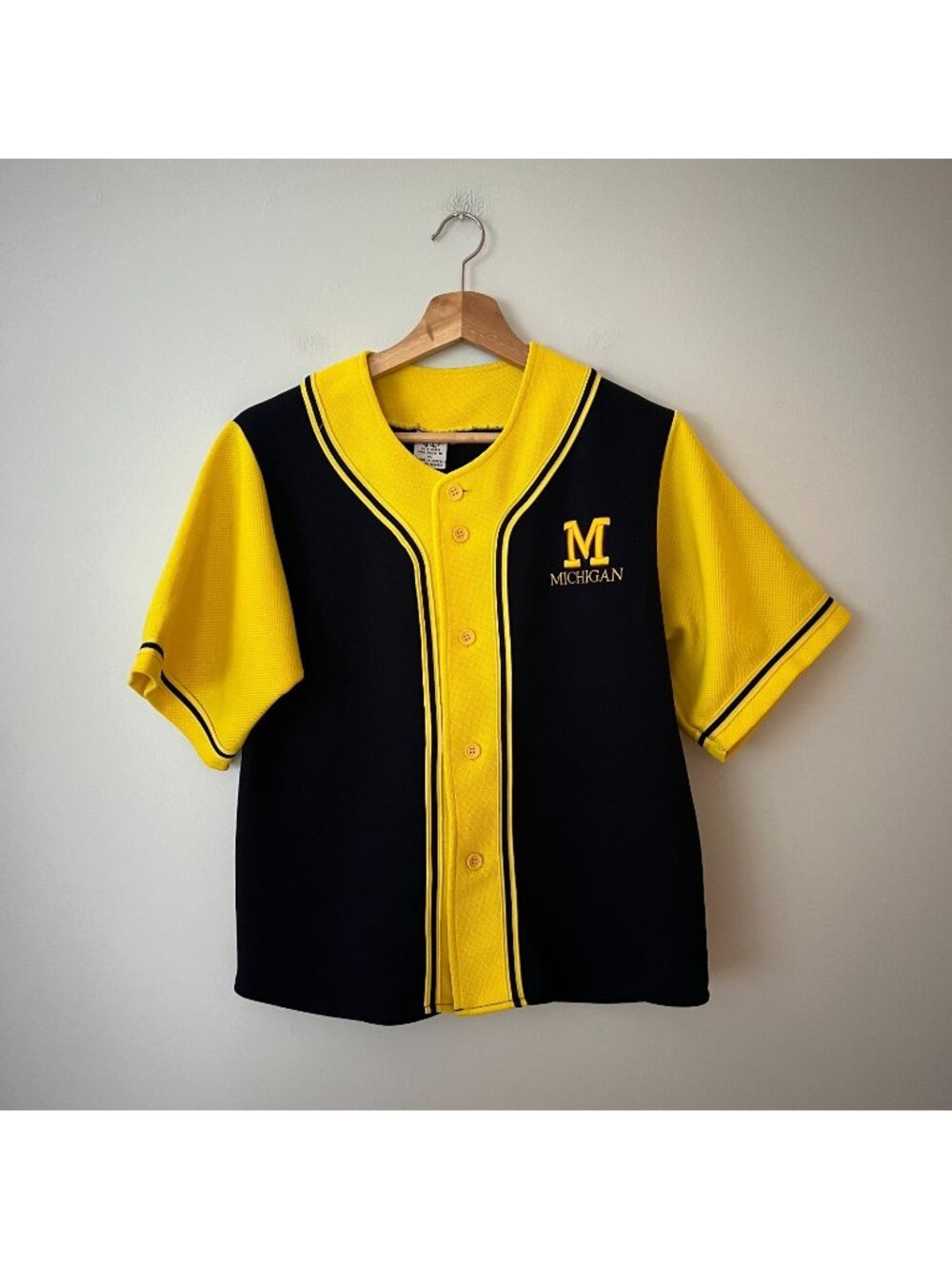 Vintage 90s University of Michigan Button Up Jersey Kid's Size XL